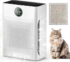 Air Purifiers for Home Large Room up to 2200sq.ft, MOOKA Air purifier for Home Pets with Washable Filter, PM 2.5 Display Air Quality Sensor Air Cleaner for Bedroom, Dorm room, Pets, Office PR1 (White)