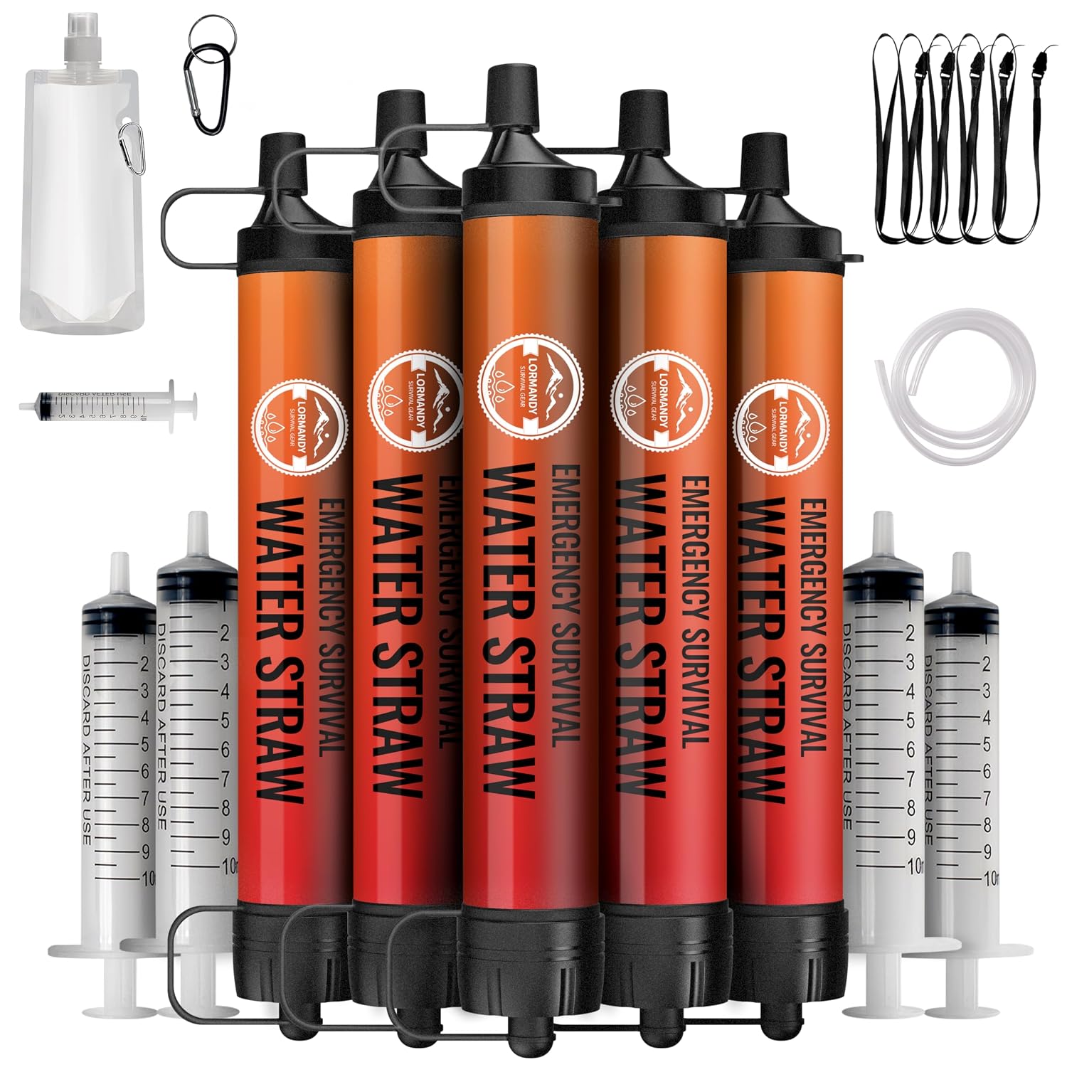 Straw Water Filter 5 Pack - Outdoor Camping & Hiking Survival Gear