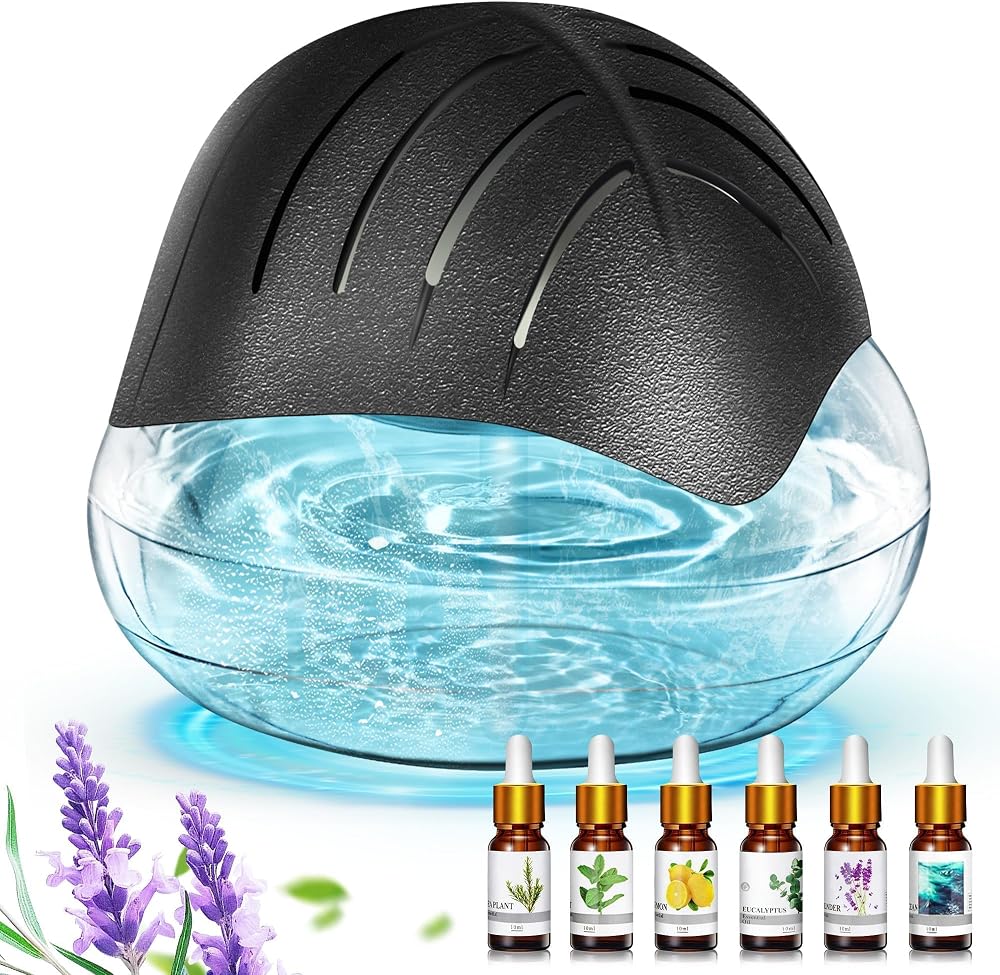 Water Based Air Purifier for Home with 6x10ml Essential Oils Diffuser and Humidifier Function, Rainbow Air Washer with LED Light, Freshener for Smoke and Pet Odors